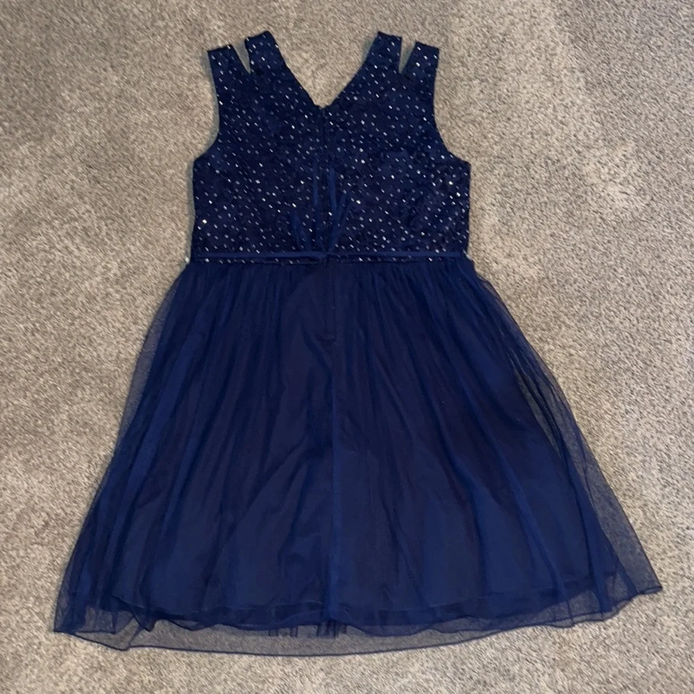 Girls Speechless Navy Tuel Dress